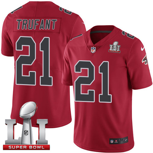 Nike Falcons #21 Desmond Trufant Red Super Bowl LI 51 Youth Stitched NFL Limited Rush Jersey